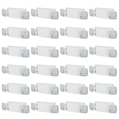 24er-pack Kommerzielle Notbeleuchtung, 3 W, Weiße Led-notausgangsbeleuchtung Mit 180-minuten-backup-batterie, Verstellbarer 2-led-quadratkopf, Decken- Oder Wandmontage - Vevor
