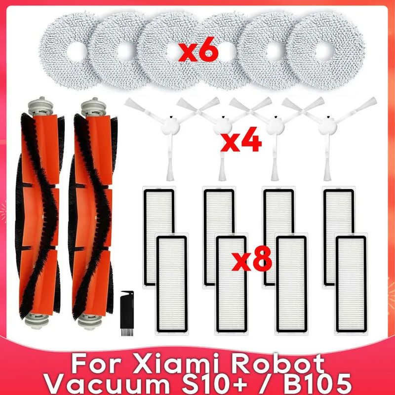 Zubehör Für Xiaomi-saugroboter: 2 Hauptbürsten, 6 Seitenbürsten, 1 Reinigungswerkzeug Und 4 Hepa-filter. Kompatibel Mit Den Saugrobotern Xiaomi Mi Robot Und Roborock S50, S51 Und S6.