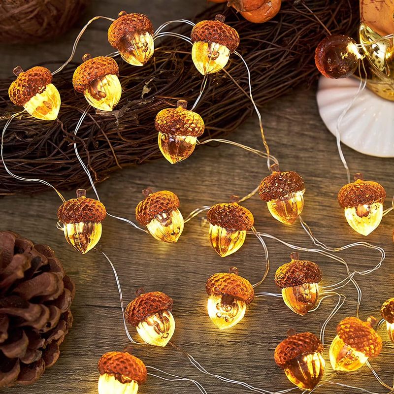 3d-lichterkette In Eichelform Für Thanksgiving, Herbstdekorationen, Erntedankfestdekorationen, 3 Meter, 30 Leds, Usb-betrieben, Geeignet Für Schlafzimmerkränze Und Andere Dekorationen