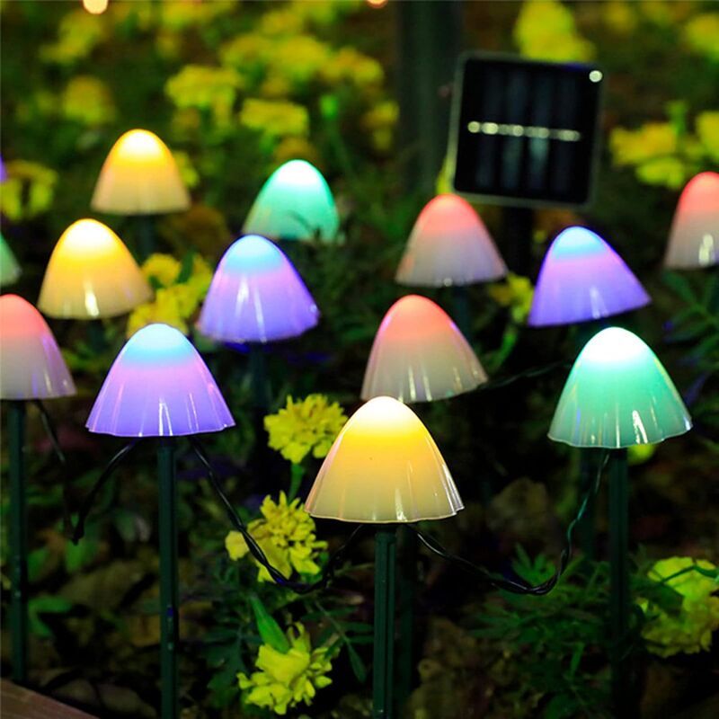 5 Meter Lange Solar-lichterkette, 20 Lichter, Mit Erdungsstecker, Pilzförmig