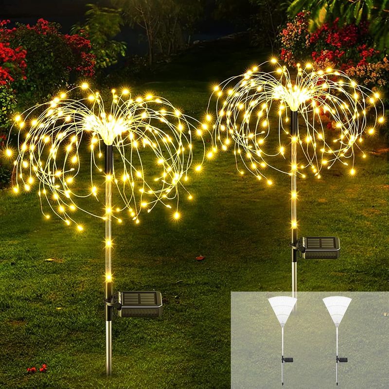 Solarleuchten Für Den Außenbereich, 2 Led-solarfeuerwerkskörper, Gartendekorationen Für Den Außenbereich, Geeignet Für Balkone, Weihnachtsdekorationen, Gärten, Terrassen, Rasenflächen, Blumenbeete, Pa