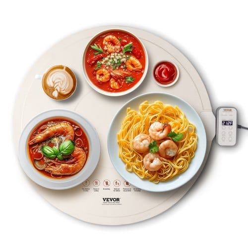 Elektrisches Warmhaltetablett Speisenwärmmatte Für Buffet, Tragbarer Speisenwärmer Mit 4 Einstellbaren Temperatureinstellungen, Φ600 Mm X 14,5 Mm, Perfekt Für Partys, Catering, Zu Hause