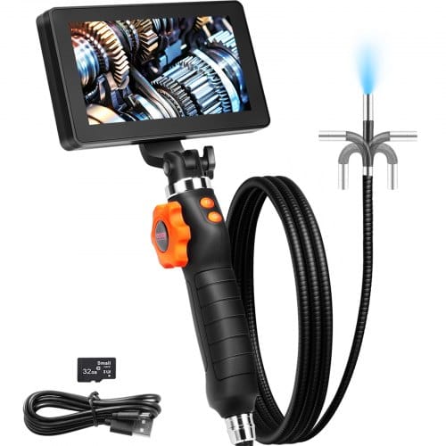 Flexible Boreskopkamera, Endoskop Mit Doppelgelenk Und 6,4 Mm Schmalem Objektiv, 5-zoll-ips-hd-display, 8-fache Vergrößerung, Schlangenkamera Mit 8 Led-beleuchtung Für Autowartung, Sanitär - Vevor