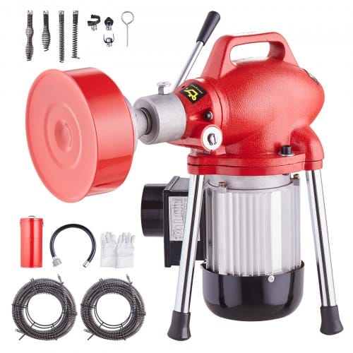 Rohrreinigungsmaschine 120 Fuß X 5/8 Zoll, 370 W Elektrische Rohrreinigungsmaschine Mit Manueller Zufuhr – Mit 3 Stahlkabeln, 7 Schneidern Und Cw/ccw-steuerung Für 1,6' Bis 4' Rohre - Vevor