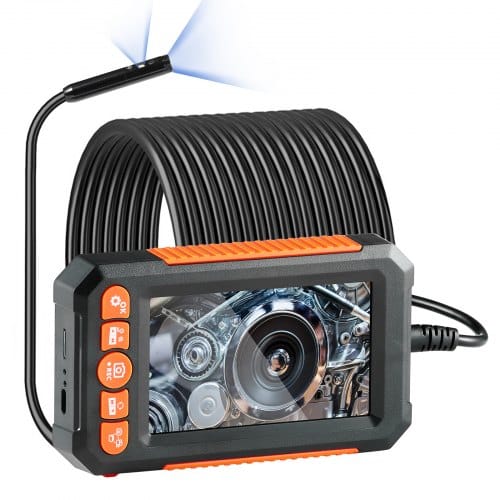 Vevor Endoskopkamera Mit Licht, Doppellinsen-endoskop Mit 15 M Langem Halbstarrem Kabel, 4,3-zoll-bildschirm, 1080p-inspektionskamera, 8 + 1 Led-leuchten, 4-facher Zoom, Ip67 Wasserdichte