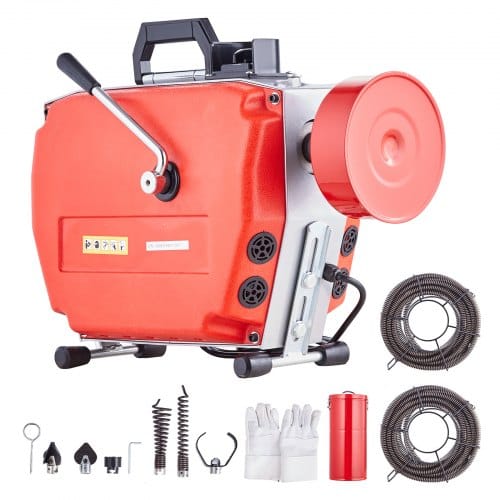 Rohrreinigungsmaschine 120 Fuß X 7/8 Zoll, 420 W Elektrische Rohrreinigungsmaschine Mit Manueller Zufuhr – Mit 6 Schneidern, 3 Stahlkabeln Und Cw/ccw-steuerung Für 1,9' Bis 6' Rohre - Vevor
