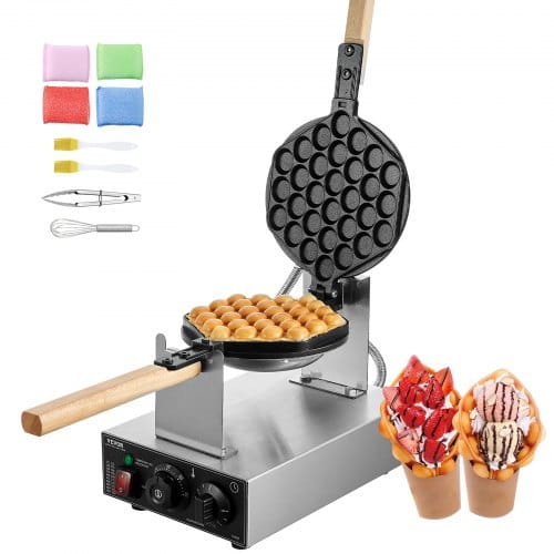 Kommerzieller Bubble-waffelmaker Eierpfannkuchenmaschine 1400 W, Waffel Maker Aus Edelstahl Mit Antihaftbeschichteter Backfläche, Temperatur- Und Zeitregelung, Für Restaurant Bäckerei Snackbar - Vevor