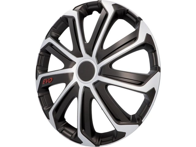 Radzierblende evo 38 cm (15 Zoll) silber schwarz 4 stück Radkappe - Cartrend