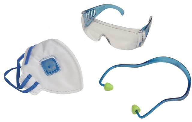 Arbeitsschutz-Set 3-teilig Brille Ohrenstöpsel Maske Arbeitskleidung
