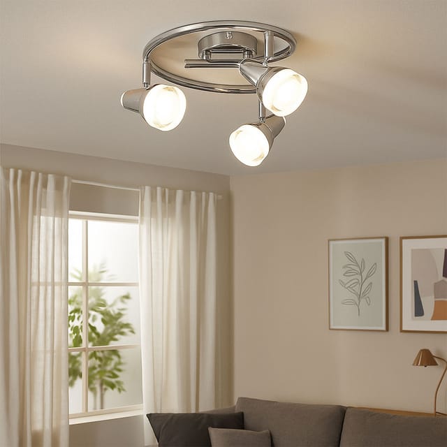 Globo Lighting - Deckenleuchte schwenkbar Spotrondell chrom Glas Kristalle Deckenlampe, Kunststoff Metall, 3x led 4W 240Lm warmweiß, DxH 25x17 cm