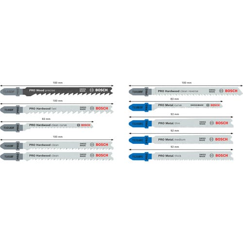 Pro Wood and Metal Stichsägeblatt Set, t 144 dp, t 121 bfc, 100 mm, 10-tlg.