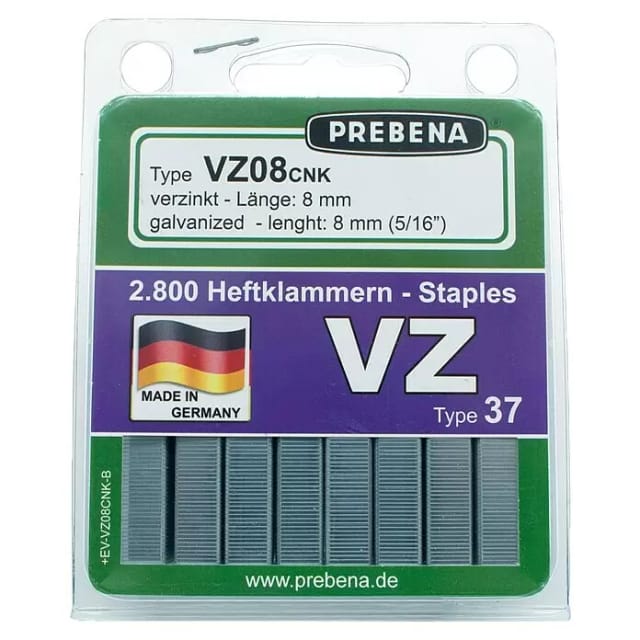 Prebena Heftklammern 8 mm verzinkt im Blister - VZ08CNK-B