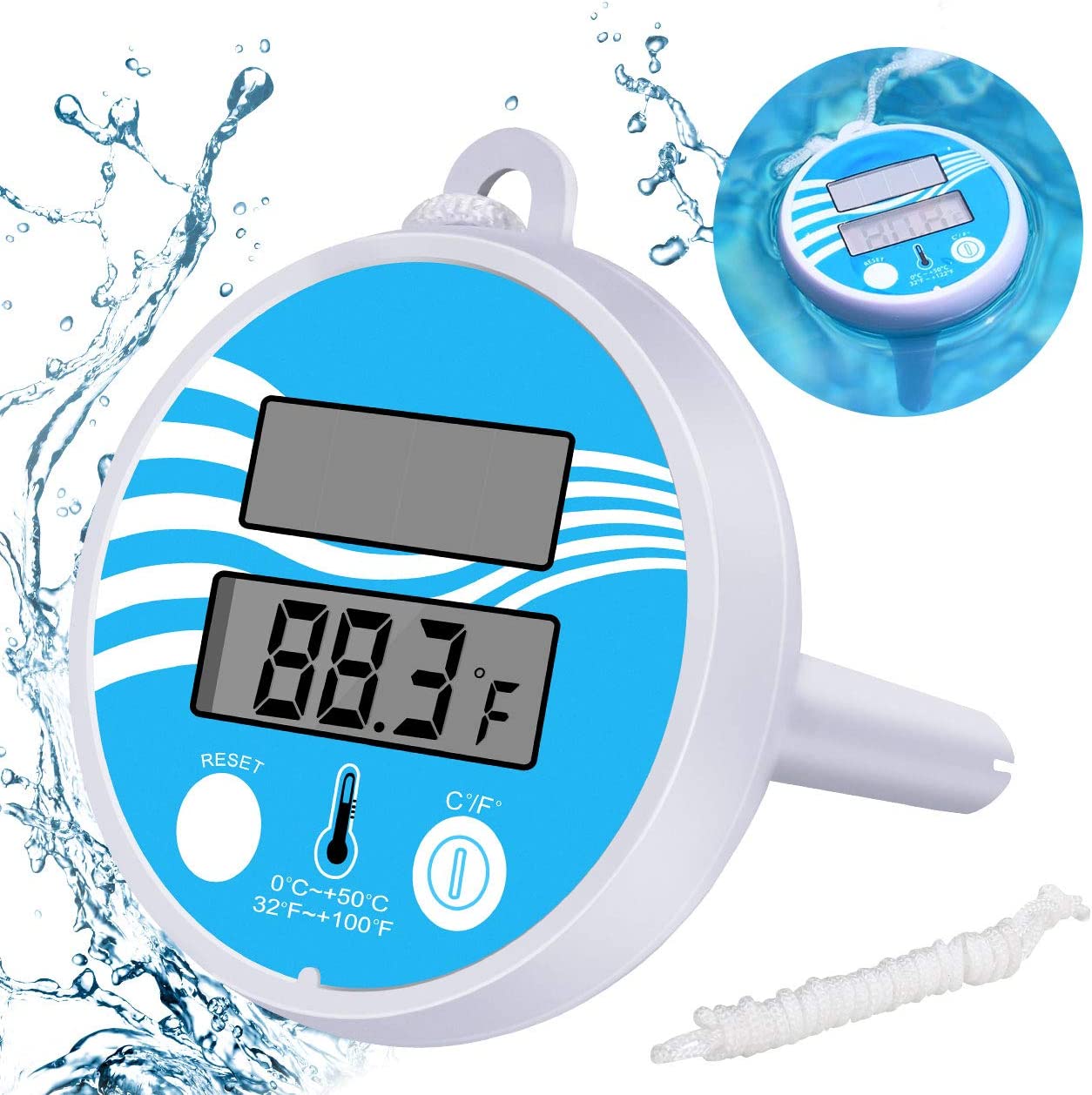 Thermomètre De Piscine À Énergie Solaire Thermomètre Numérique Flottant Piscine D'Eau De Mesure De Température Spa Étang Température Pour Bain Numérique