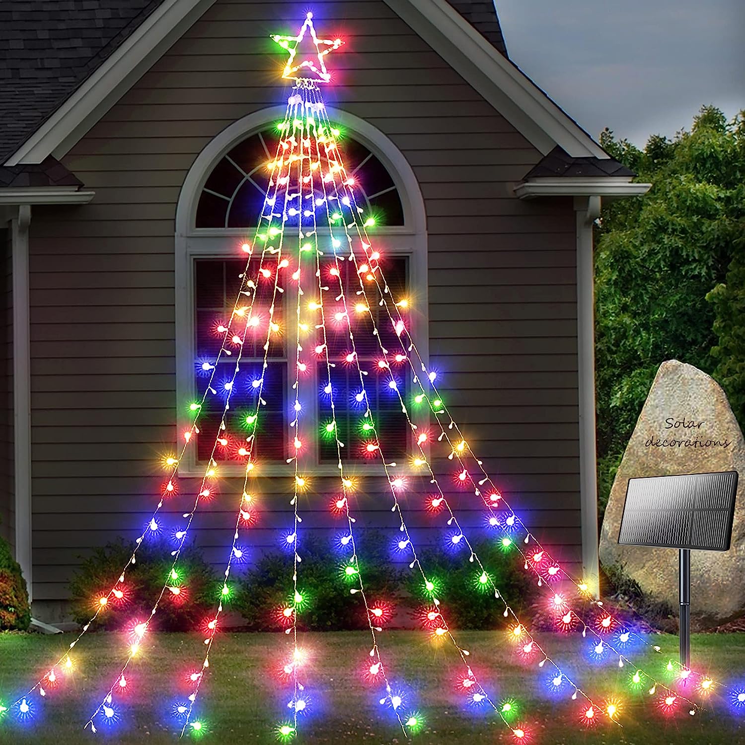 Solar Gartendekorationen Sternlichter 344 Led 8 Modi Outdoor Wasserdichte Solargarten Sternlichter Für Weihnachten Hochzeit Party Wand Dekorative Funkelnde Lichterketten (mehrfarbig)