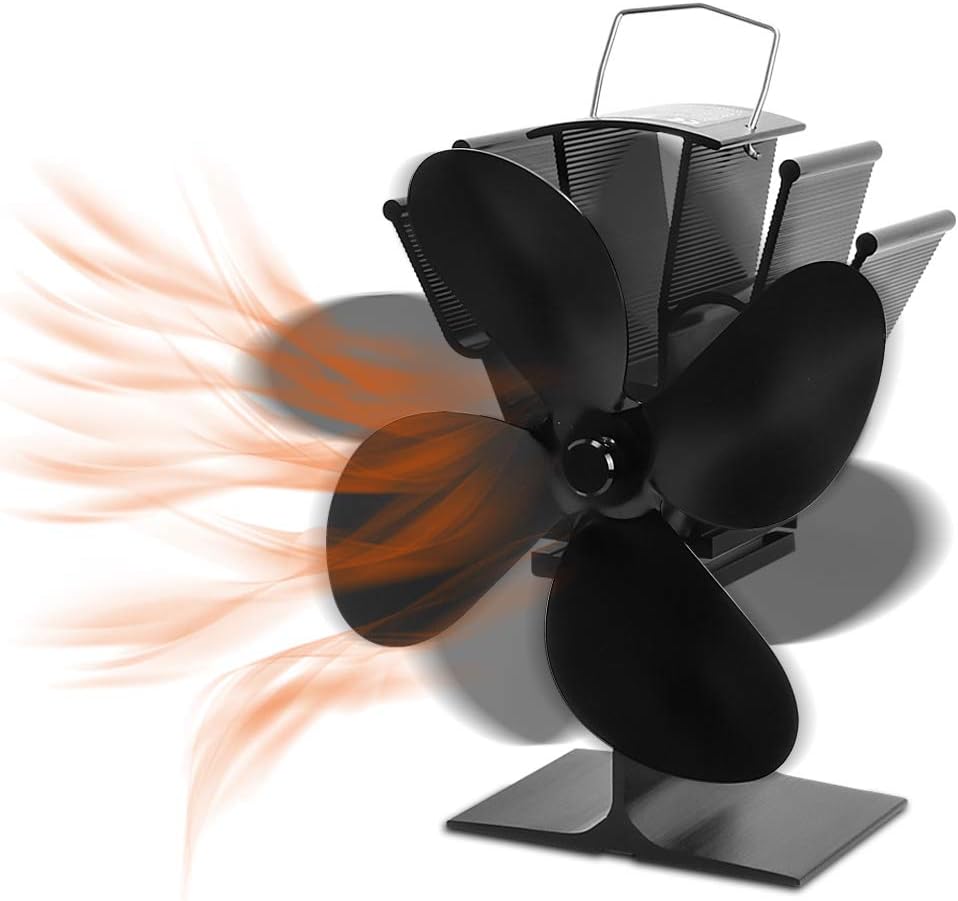 Ventilateur De Cuisinière À 4 Lames, Ventilateur Hors Tension De Protection De L'Environnement, Version Améliorée De Mute, Pour Poêles À Bois De Cheminée