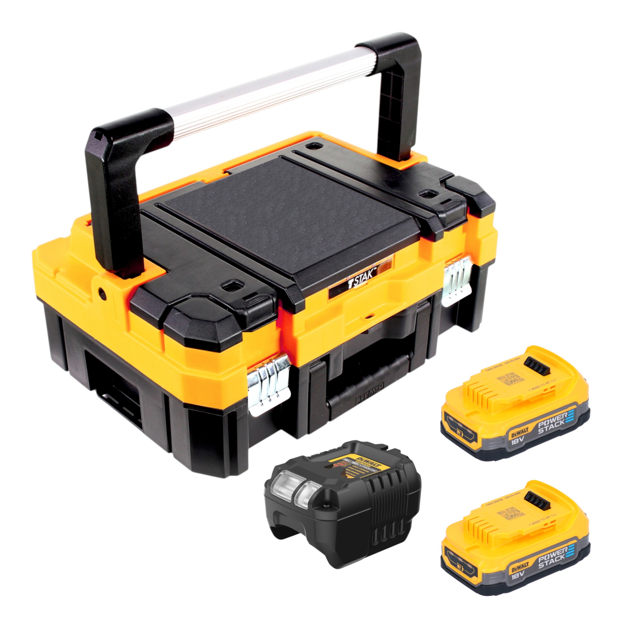 Dewalt Dcb 1102 E2t Akku Starter Set 18 V Mit 2x Powerstack Akku 1,7 Ah + Dcb 1102 Ladegerät + Tstak