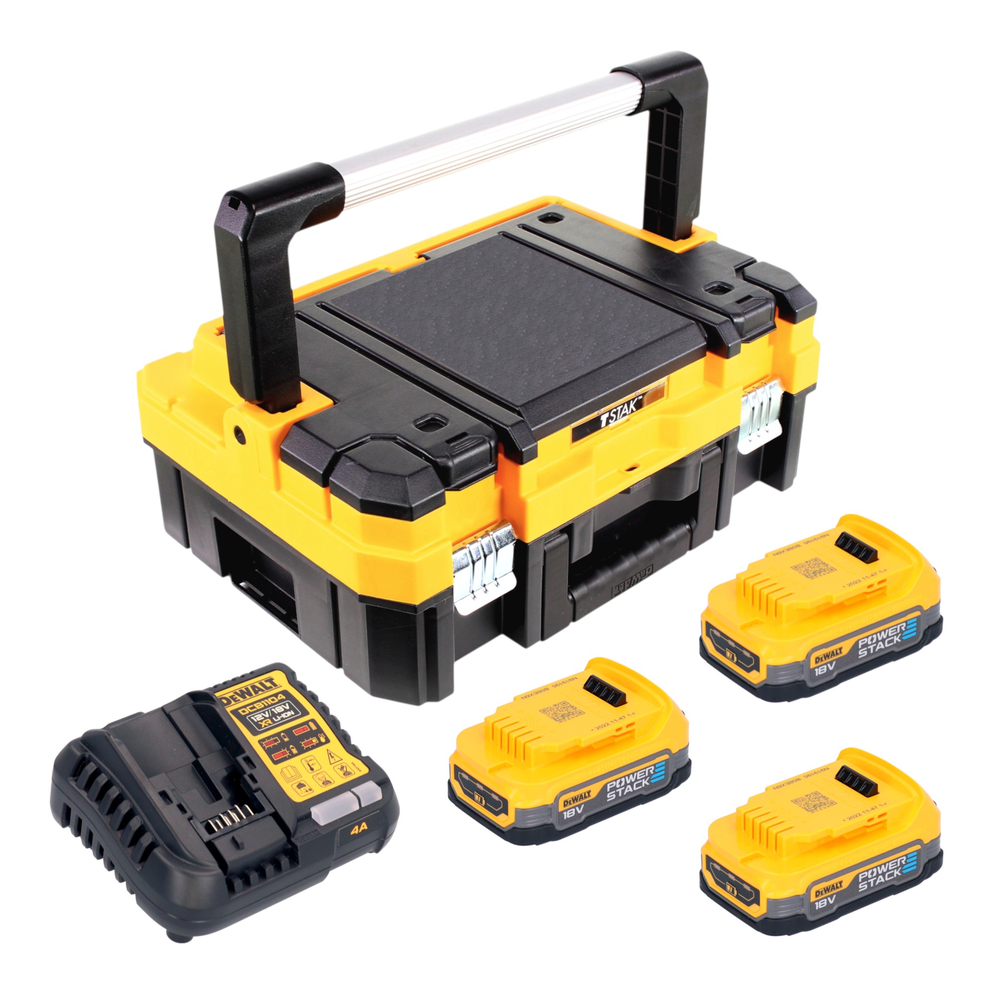 Dewalt Dcb 1104 E3t Akku Starter Set 18 V Mit 3x Powerstack Akku 1,7 Ah + Dcb 1104 Ladegerät + Tstak