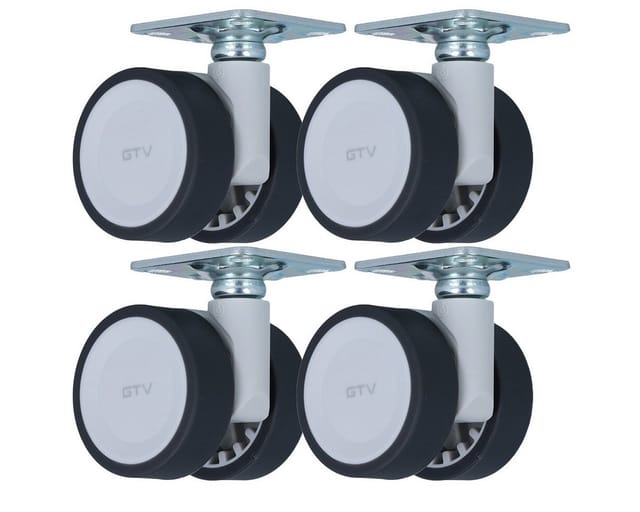 Laufrolle Doppel-Möbelrolle Ø 50mm Lenkrolle Anschraubplatte 4er Set Rolle