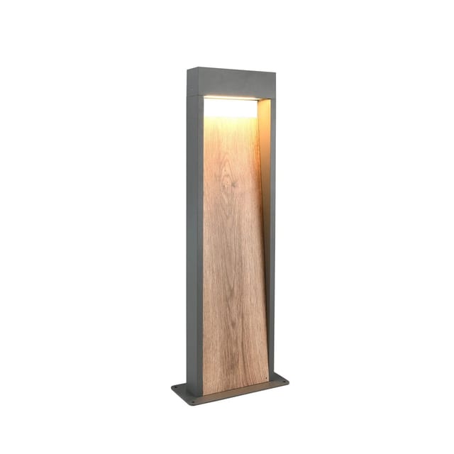LED Pollerleuchte SALMON in Anthrazit & Holzoptik, Höhe 60cm