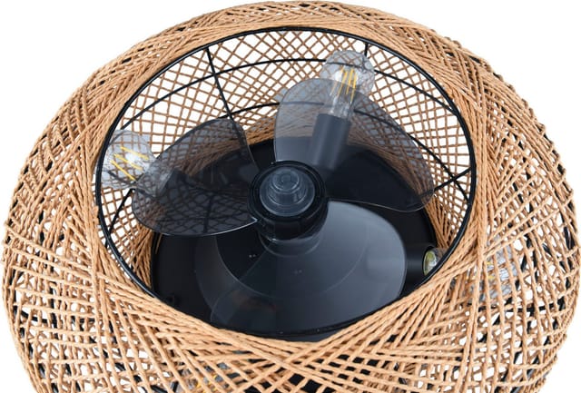 Reality Leuchten - Boho Deckenleuchte lillesand mit Ventilator und Fernbedienung, ø 50cm