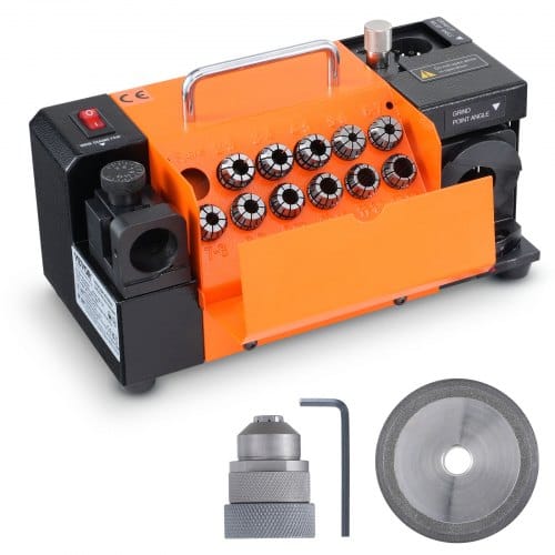 Vevor Mr-13a Bohrerschleifgerät 120 W Bohrerschleifmaschine 4500 U/min Schärfstation Stahl Bohrerschärfgerät 95-135° Einstellbarer Spitzenwinkel 11 Spannzangen Geeignet Für Bohrerdurchmesser Φ3–13 Mm