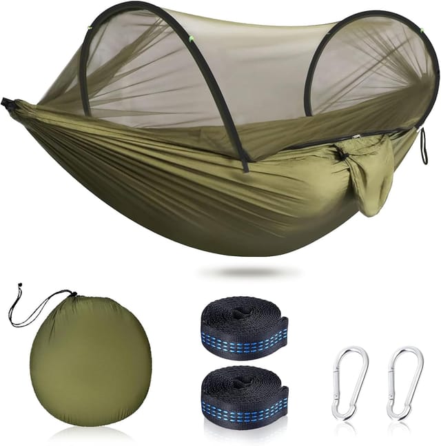 Ineasicer Outdoor-hängematte Mit Moskitonetz, Ultraleichte Reise- Und Campinghängematte, Maximale Traglast 200 Kg, Inklusive 2 Hochwertiger Karabiner Und 2 Nylongurte, Ideal Für Outdoor-camping