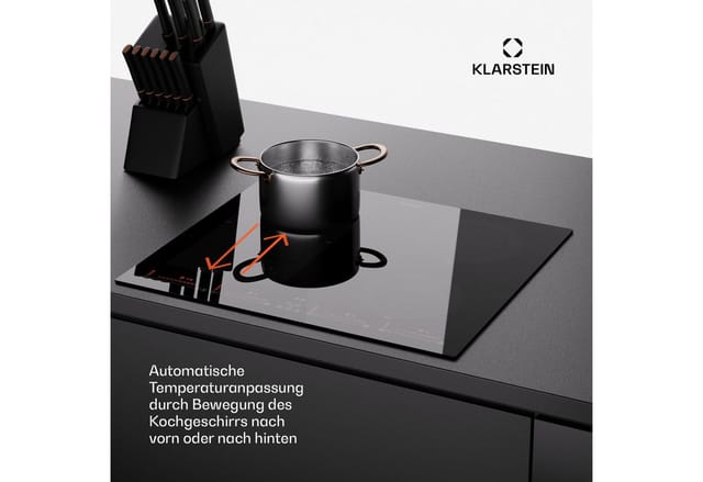 Klarstein Induktionskochfeld 4 Platten, Glaskeramik-Induktionskochfeld mit 4 Kochfelder, 7200W Induktionskochfeld 60cm, Herd mit Touch-Control &