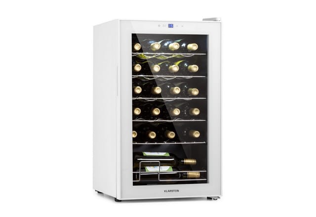 Klarstein - Weinkühlschrank, 1 Zonen Getränkekühlschrank Klein, Freistehender Kleiner Weinschrank, 63L Wein-Kühlschrank mit Glastür, Indoor/Outdoor