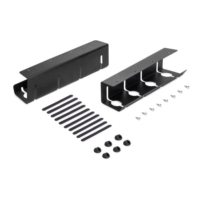 Emuca - Untertisch-Kabelträger 2er Set Länge 430 mm, Stahl, Schwarz lackiert
