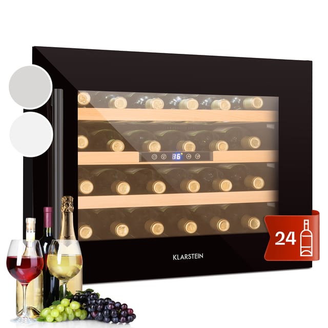 Klarstein - Weinkühlschrank, 1 Zonen Getränkekühlschrank, Kleiner Einbau-Weinschrank Schmal, 57L Wein-Kühlschrank mit Glastür, Indoor/Outdoor