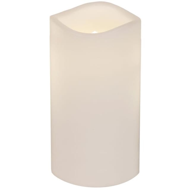 Star Trading - Kerze Paul, Stumpenkerze, Weiß, led, Timer, Warmweiß, Außenbereich, 15 cm