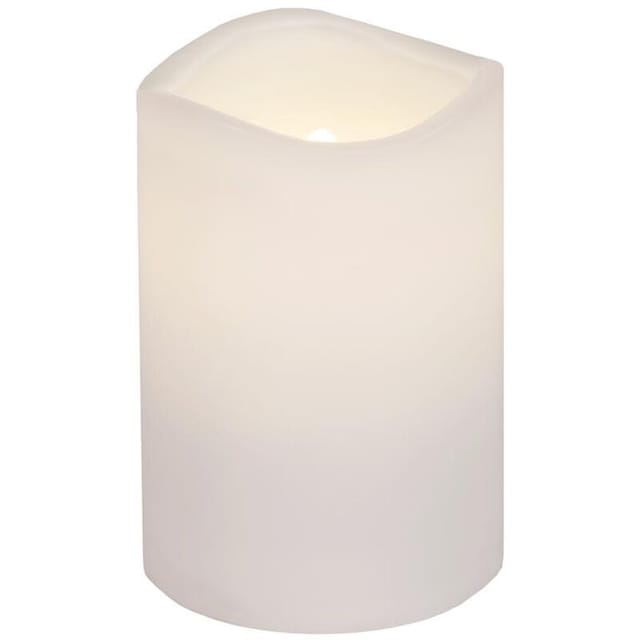 Star Trading - Kerze Paul, Stumpenkerze, Weiß, led, Timer, Warmweiß, Außenbereich, 11,5 cm