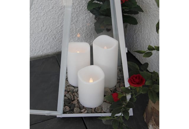 LED Stumpenkerze -Paul', Batterie und Timer, weiß, outdoor, H 7,5cm