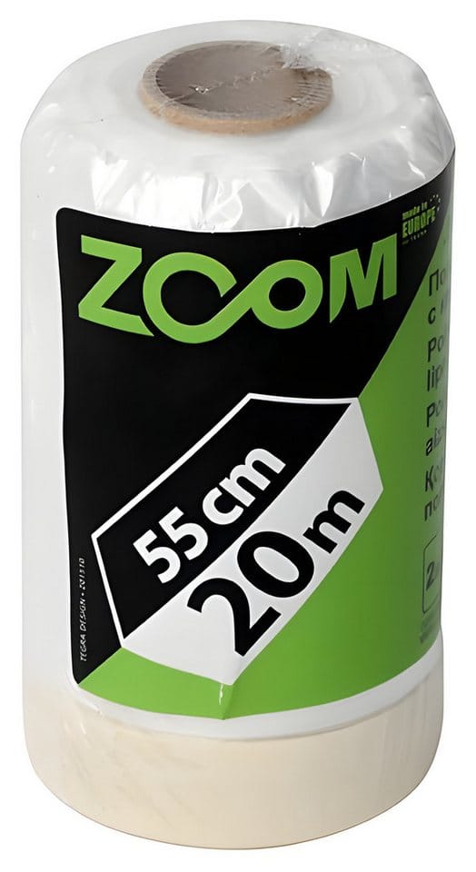 Zoom - Abdeckfolie mit Klebeband 1 Rolle Maler selbstklebend Folie - unterschiedliche Größen: 1 Rolle, 20m x 55cm