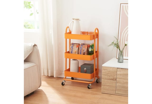 [en.casa] - Küchenrollwagen Pyhäntä mit 3 Ebenen Orange