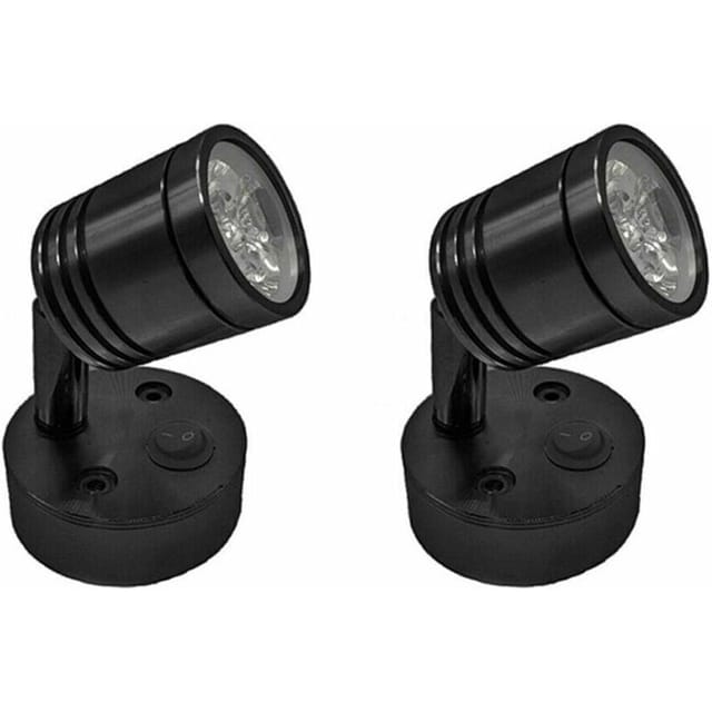 Niemals Verwendet] 2 Stück 12 V Led-spot-wand-leseleuchte, Nachttischlampe, Verstellbarer Schalter, Wohnmobil, Wohnwagen, Zylindrisch, Flexible Innenbeleuchtung Für Boot, Wohnmobil (schwarz) –