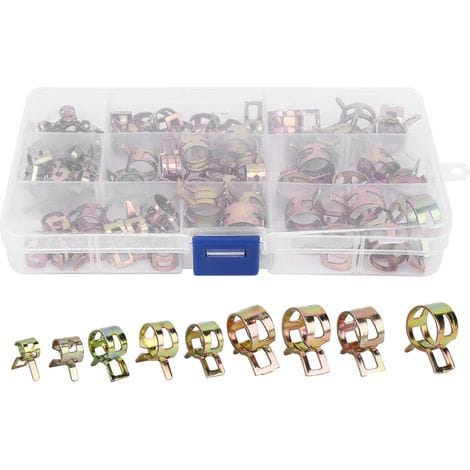 Rosvola 80-teiliges Set Verzinkter Schlauchschellen Mit Federklemmen, 6–15 Mm, Sortiert