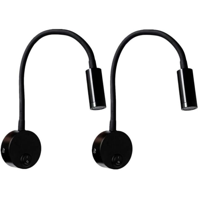 Schwarze Wandleselampe, 3 W, flexibler, verstellbarer Hals, Schreibtischlampe aus Aluminium, Nachttischlampe mit Schalter, augenschonend