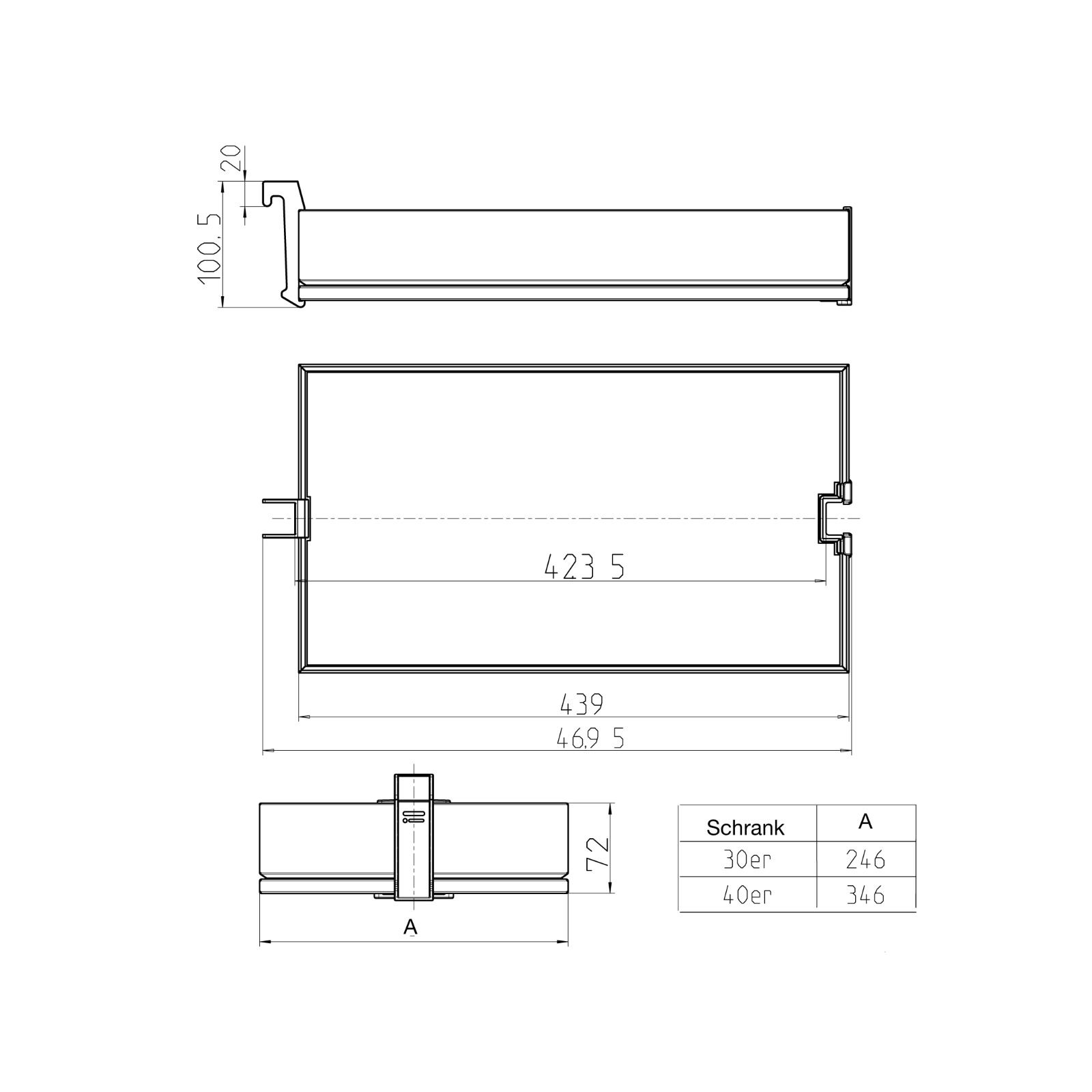 Dispensa-x Anthrazit Für Korpusbreite 300 Mm, Korpusinnenhöhe 1600 - 2000 Mm Apothekerauszug 100 Kg Tragkraft Mit Arena Pure Tablaren / Kesseböhmer