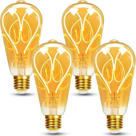 4er-pack E27 Vintage-led-lampen, Dimmbar, 4 W, St64, Warmweiß 2700 K, 360 Lm, Edison-stil, Dekorative Retro-lampen