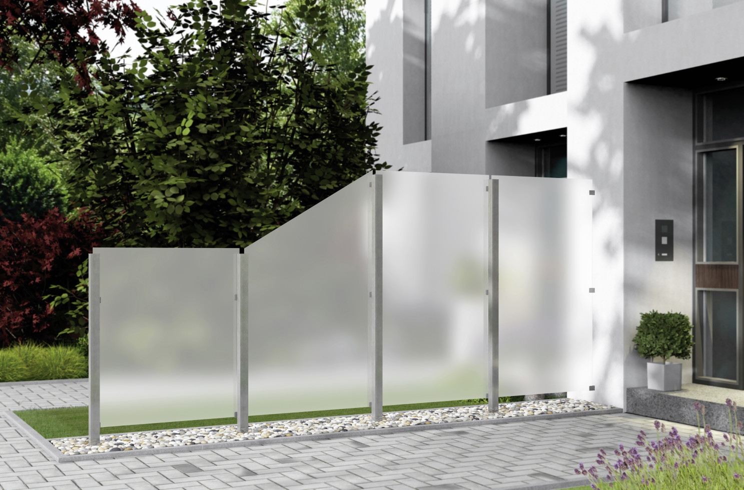 Ambiente Glaszaun Dekor 84 schräg 103 x 120/180 cm gehärtetes 8 mm Glas Bild 3