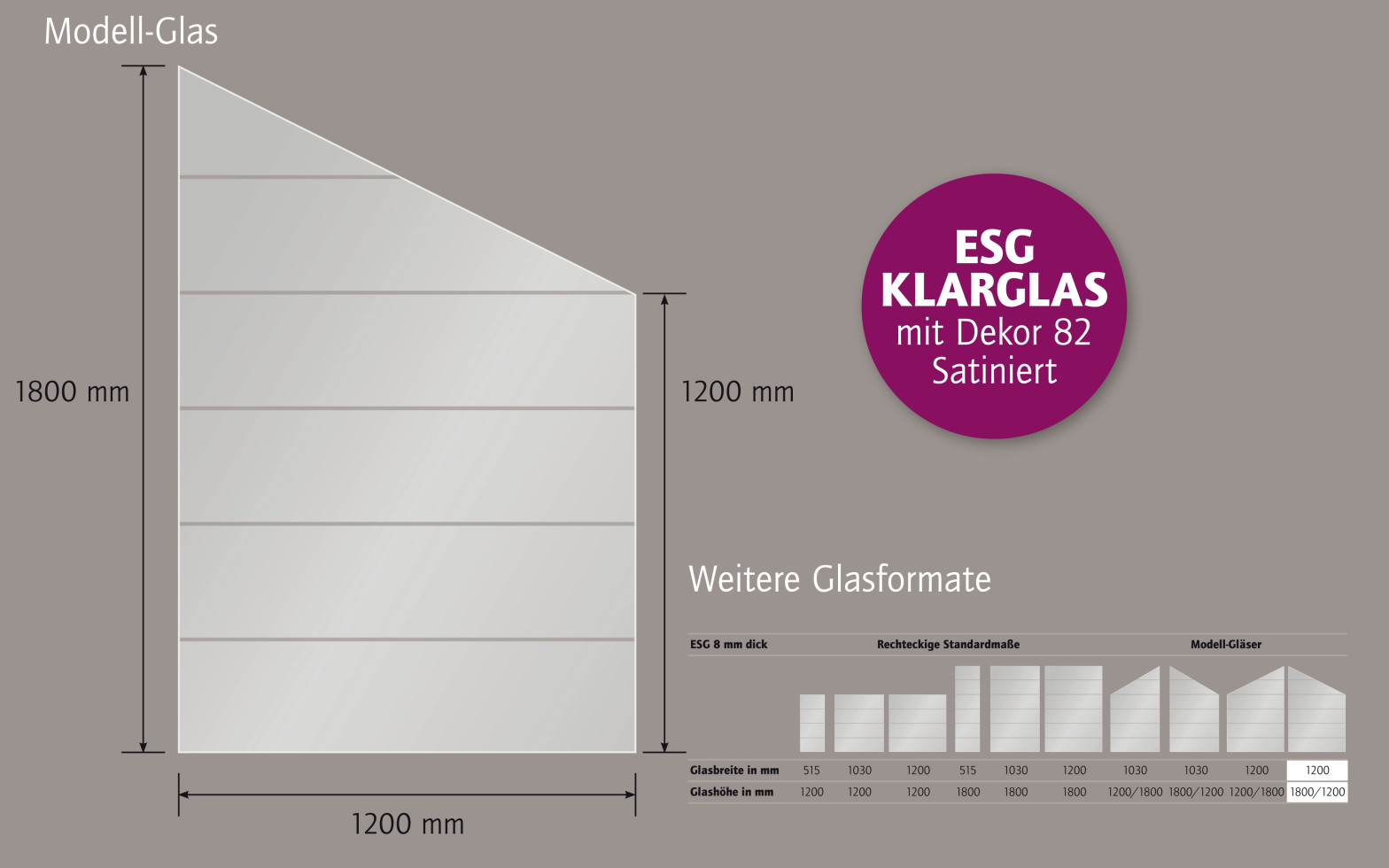 Ambiente Glaszaun Dekor 82 schräg 120 x 180/120 cm gehärtetes 8 mm Glas Bild 3