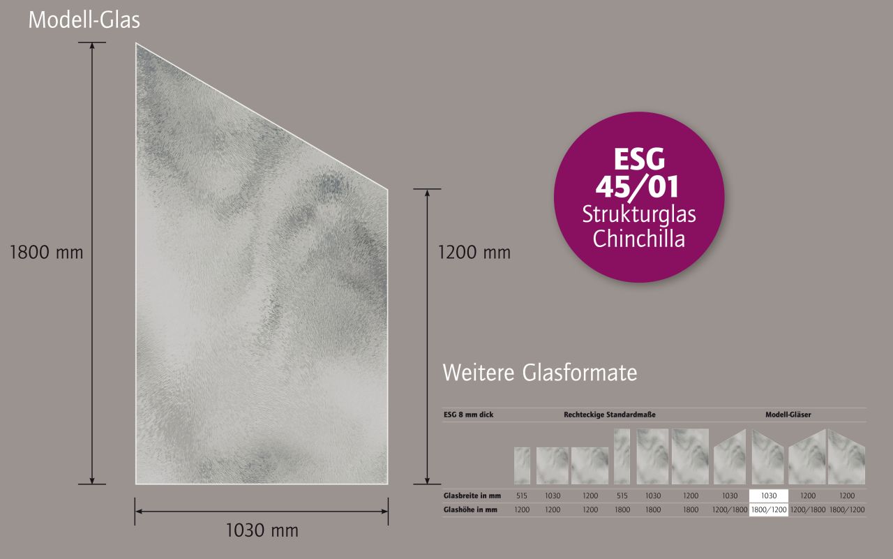 Ambiente Glaszaun B: 103 x Höhe: L 180/R 120 cm, gehärtetes 8 mm Glas Bild 3