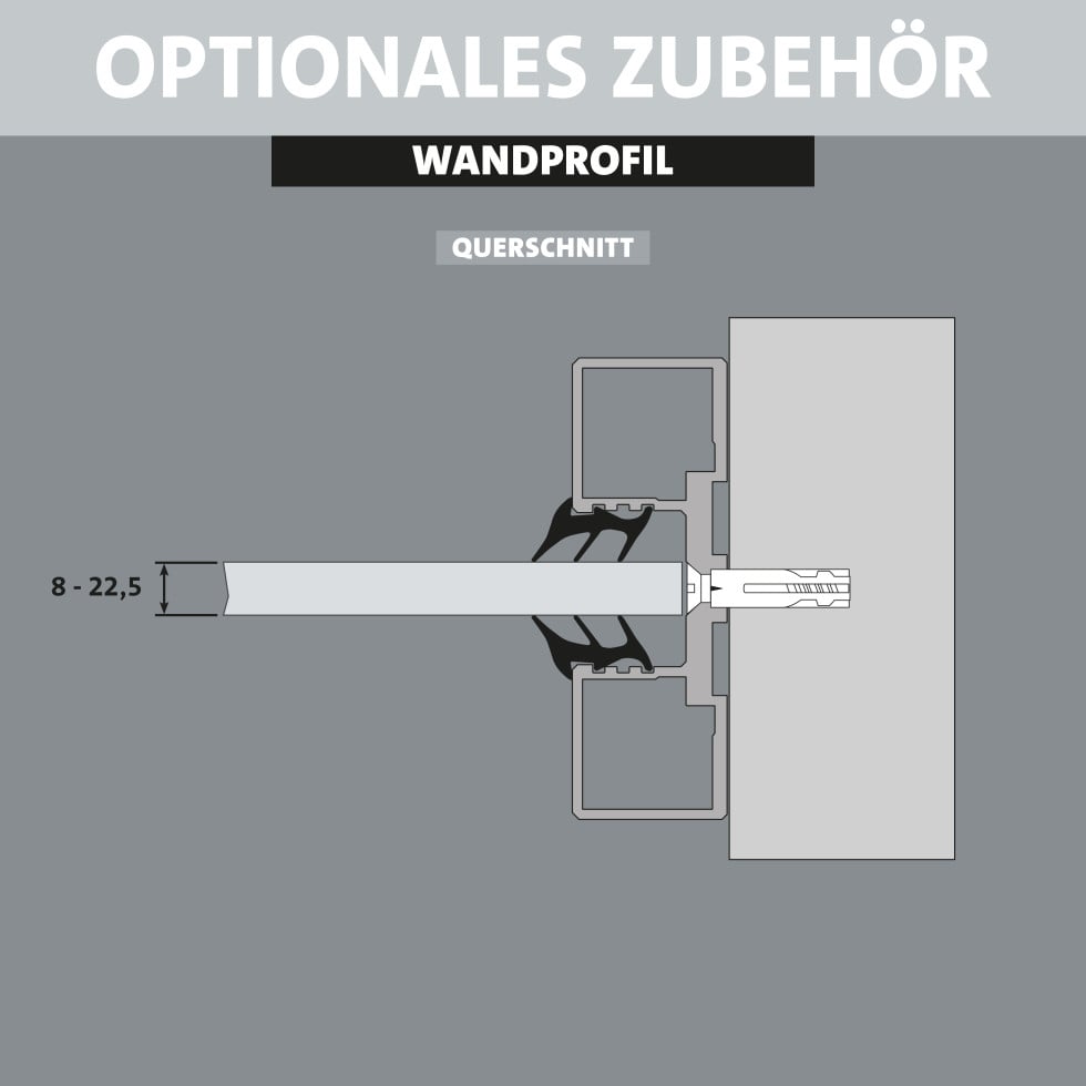 Ambiente Wandprofil Aluminium zum Anschrauben 187 cm anthrazit