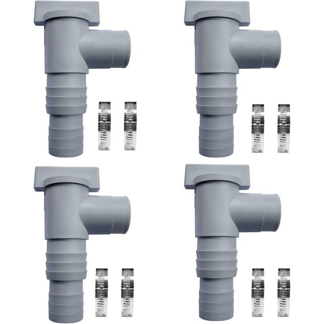Poolwartungs-/absperrventil Mit 32-mm-schlauchanschluss, Absperrventil Mit 2 Schlauchschellen, Doppelschlauchventil-kolben, Poolzubehör (4er-pack)