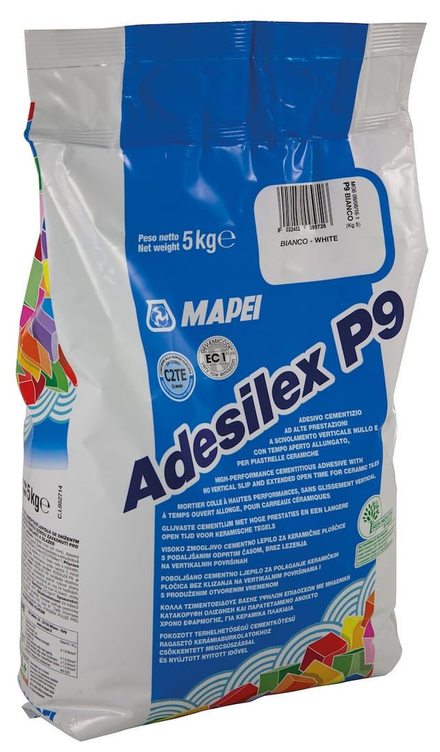 Adesilex 95 Klebemörtel für Fliesen mit hoher Haftung ohne vertikales Abrutschen 5 kg, Weiß (ADESILEXP95B) - Mapei