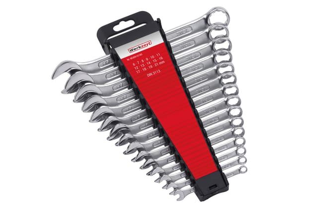WERKZEYT Gabelringschlüssel-Set Chrome-Vanidium-Stahl 6-21 mm 15-teilig Ringmaulschlüssel