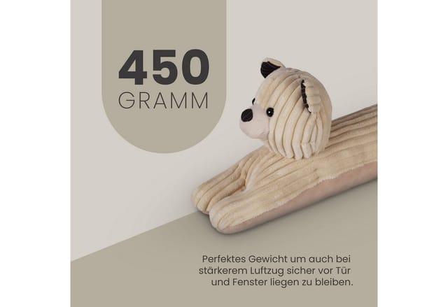 Bestlivings Zugluftstopper Tier 90 cm x 10 cm Creme Bär