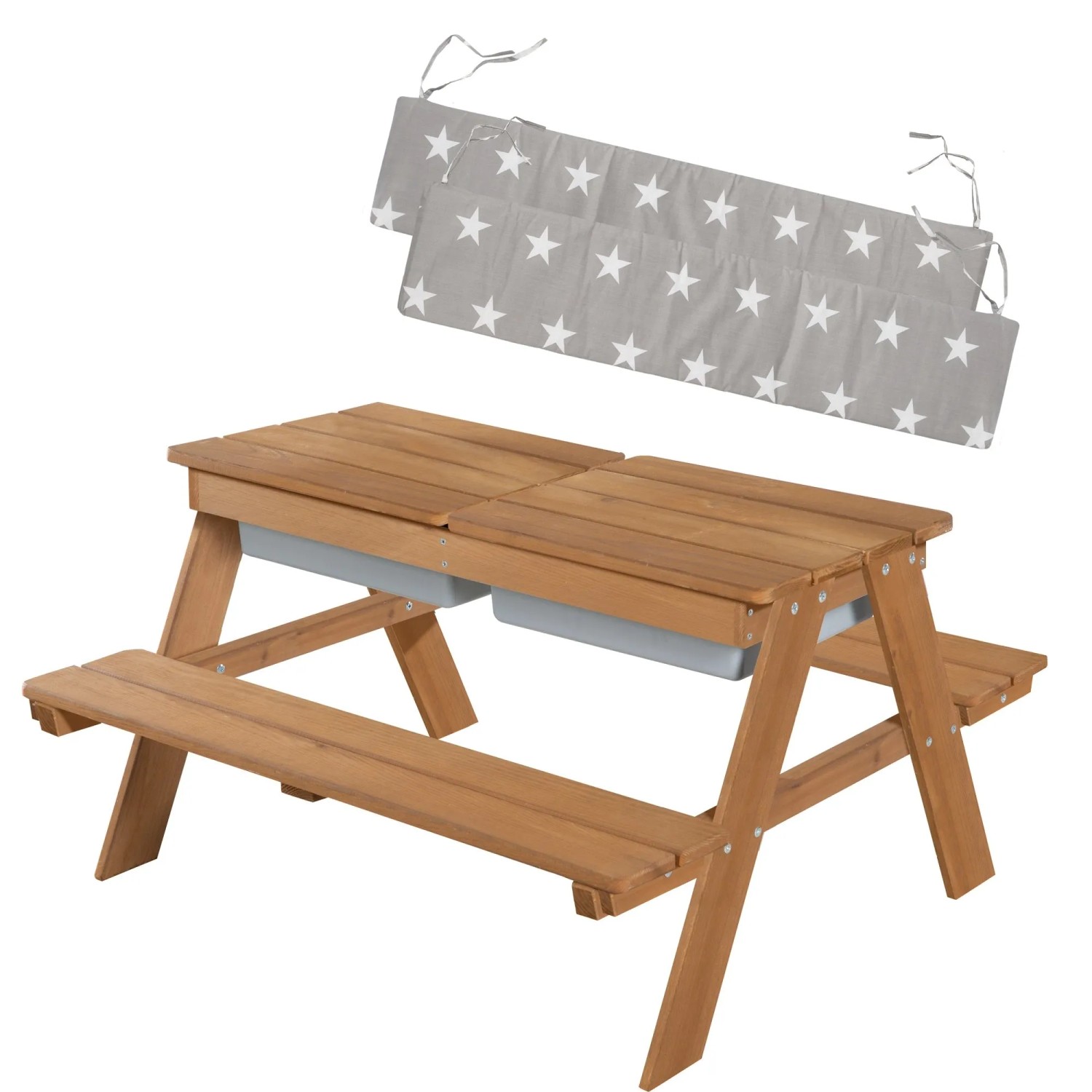 roba Kindersitzgarnitur in Natur Outdoor + mit Spielwannen und Sitzkissen Little Stars