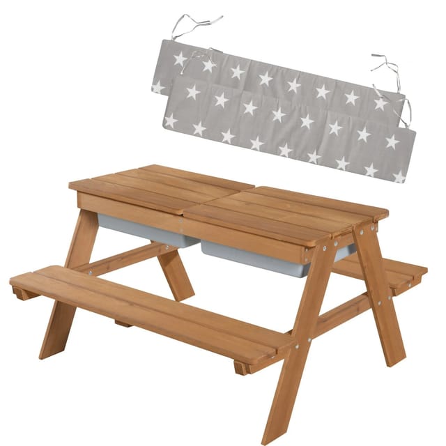 roba Kindersitzgarnitur in Natur Outdoor + mit Spielwannen und Sitzkissen Little Stars